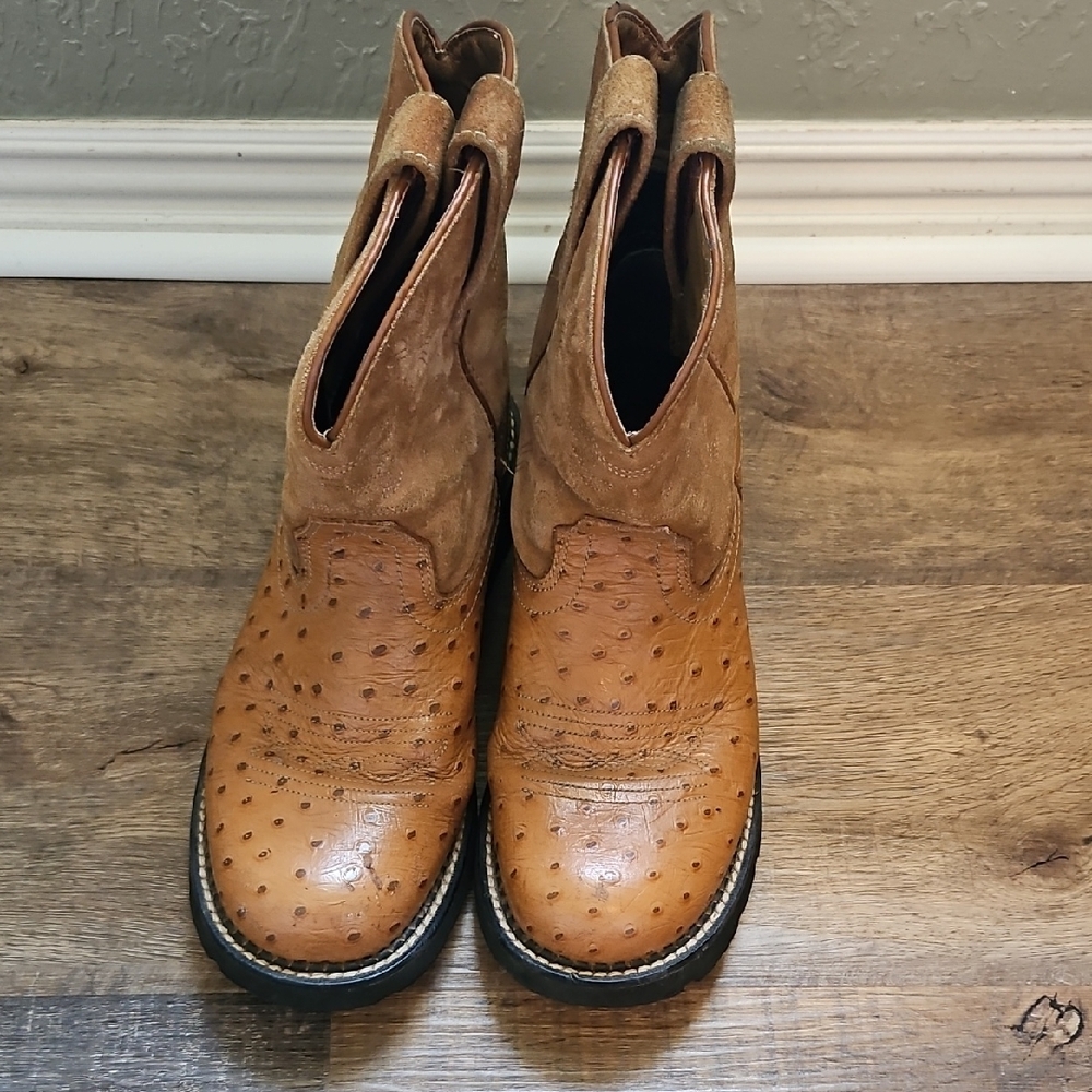 Ariat Tan Ankle Boots with Western Style